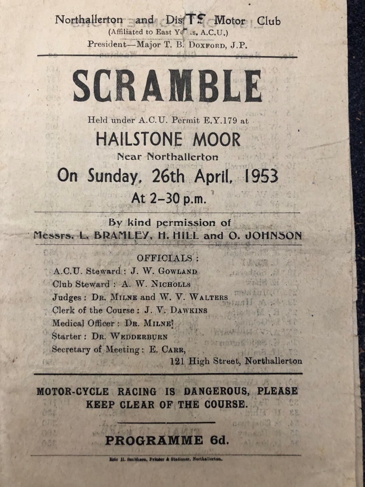 Grass Tracks And Scrambles Of 1950s Darlington And Stockton Times