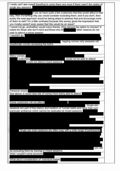 The consultation report has been heavily redacted