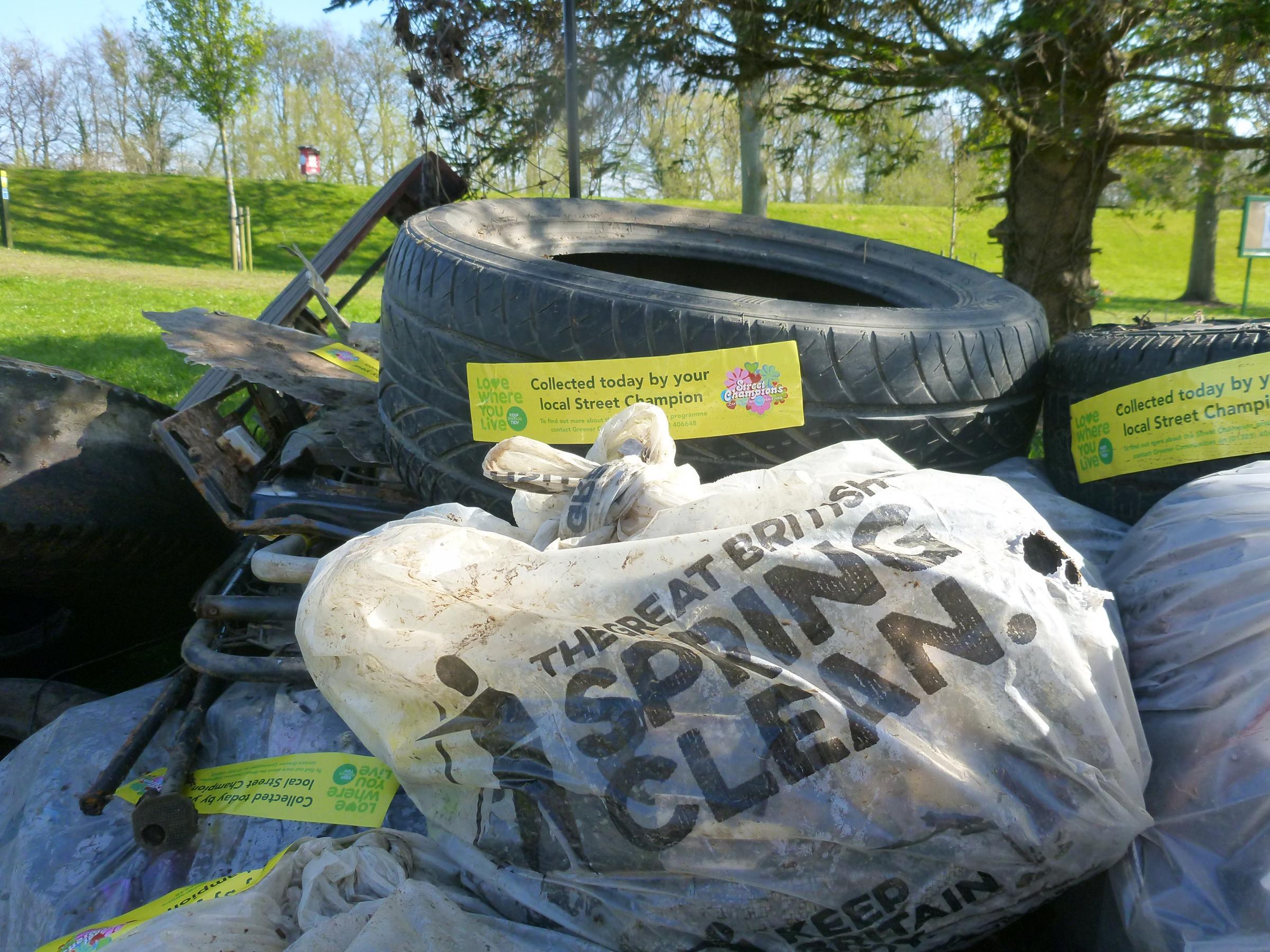 The pile of rubbish cleared from the River Tees by members of Bishop Auckland Canoe and Kayak Club