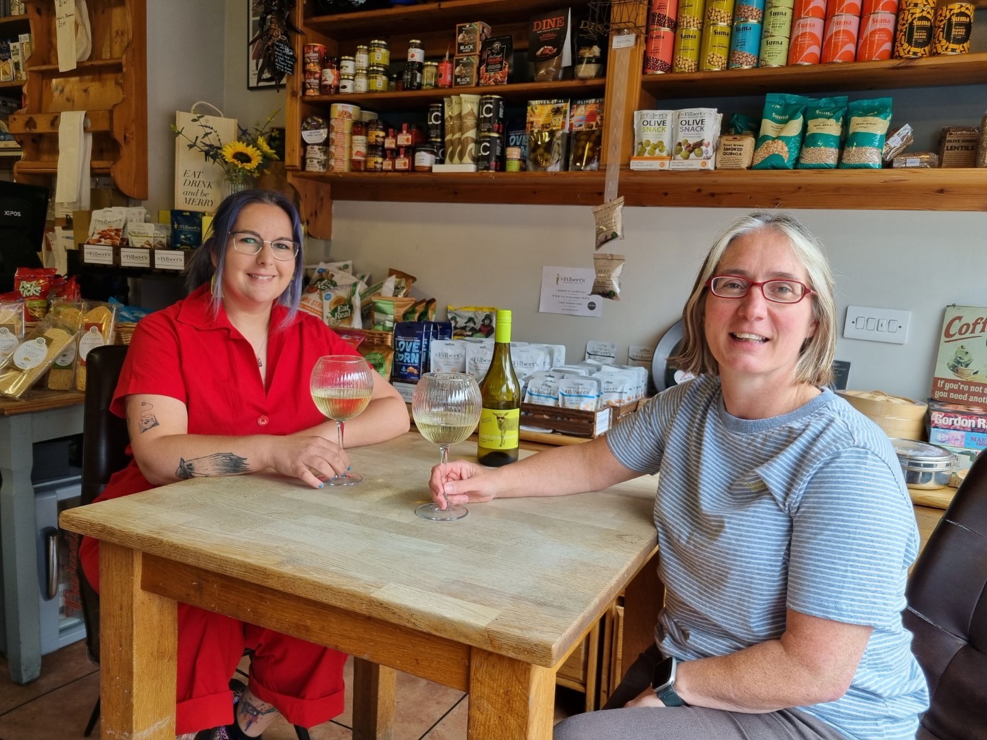 Festival chef Kim Moody (wearing red) and festival director Lorna Jackson (light blue top) look forward to Saltburn Food Festival