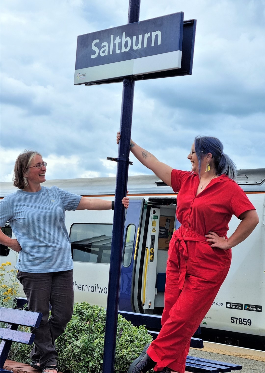 Festival chef Kim Moody (wearing red) and festival director Lorna Jackson (light blue top) look forward to Saltburn Food Festival